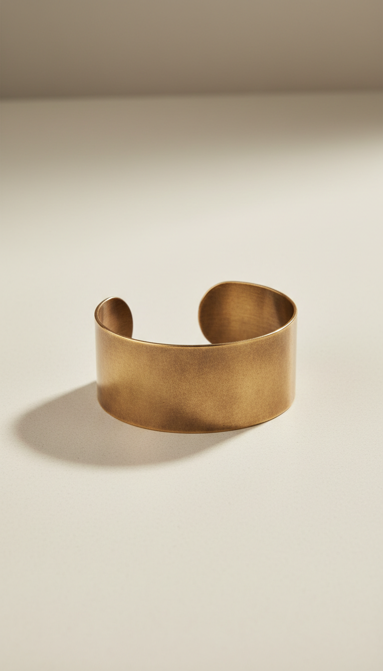 Bracelet manchette en or mat avec finition satinée