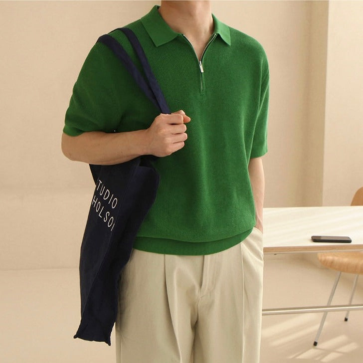 OLD MONEY Zipped Polo Shirt - OLD MONEY LOOKS
