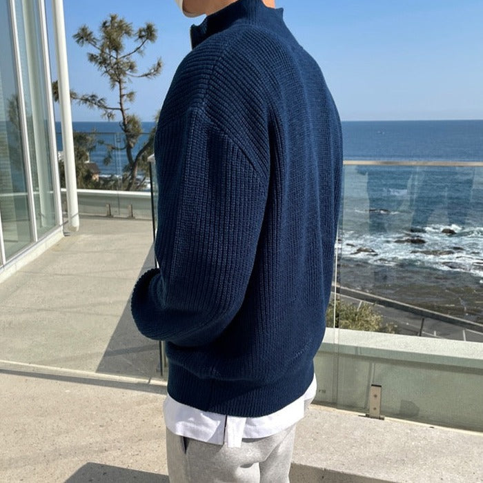 Navy blue half sweater best sale